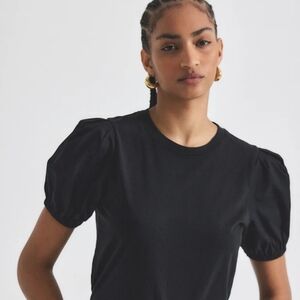 Derek Lam 10 Crosby Black Puff Sleeve Top